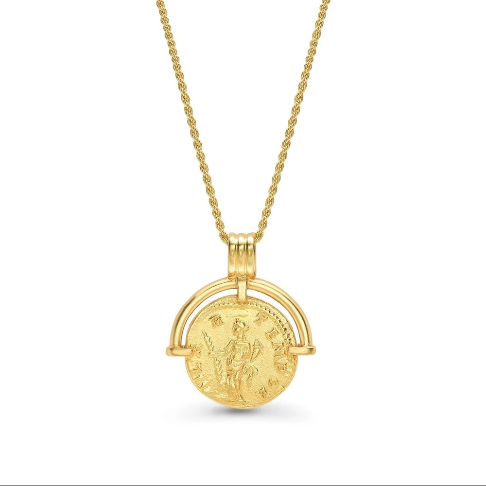 Coin pendant gold 925 sterling necklace roman - Picture 3 of 11